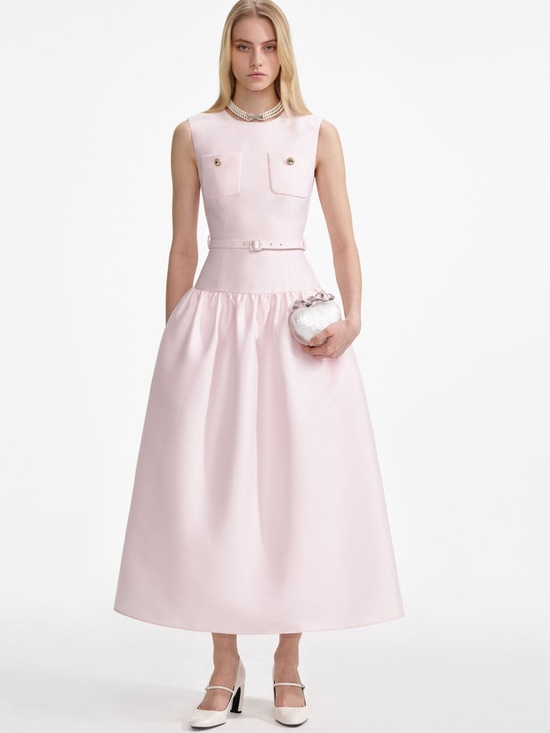 Self-Portrait Dresses & Skirts - NWOT Self-Portrait Pale Pink Taffeta Belted Midi Dress